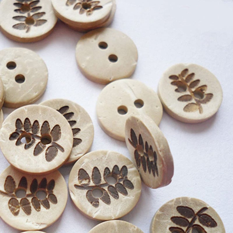 vingol 50 PCS 5 Styles Wooden Buttons Printed Wood Button 2 Holes Decorative Buttons for Clothing Knitting Crochet Project (#10 12.5mm) - Image 2